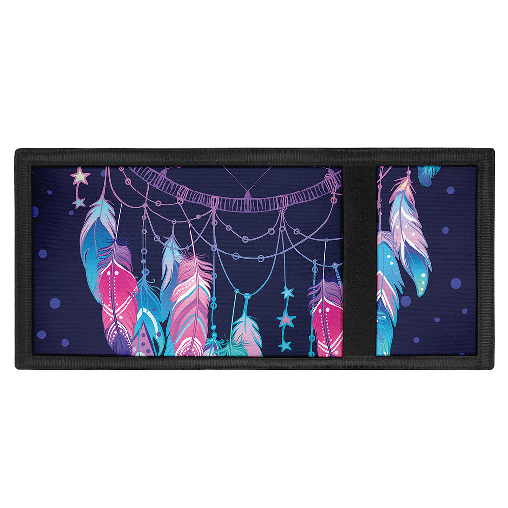 Teal And Purple Dream Catcher Print Trifold Wallet