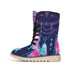 Teal And Purple Dream Catcher Print Winter Boots