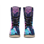 Teal And Purple Dream Catcher Print Winter Boots