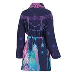Teal And Purple Dream Catcher Print Women's Bathrobe