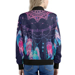 Teal And Purple Dream Catcher Print Women's Bomber Jacket