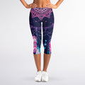 Teal And Purple Dream Catcher Print Women's Capri Leggings