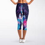 Teal And Purple Dream Catcher Print Women's Capri Leggings