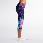 Teal And Purple Dream Catcher Print Women's Capri Leggings