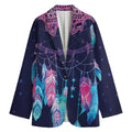 Teal And Purple Dream Catcher Print Women's Cotton Blazer