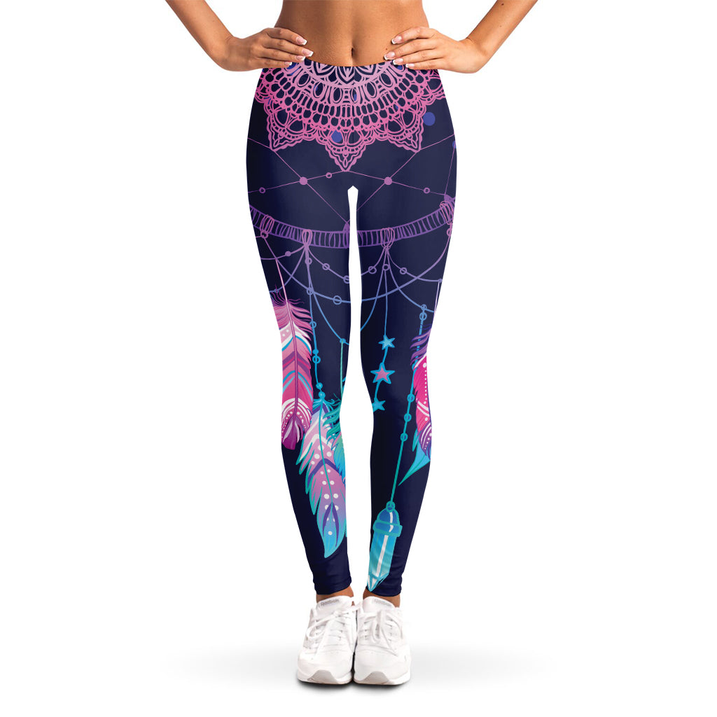 Teal And Purple Dream Catcher Print Women's Leggings