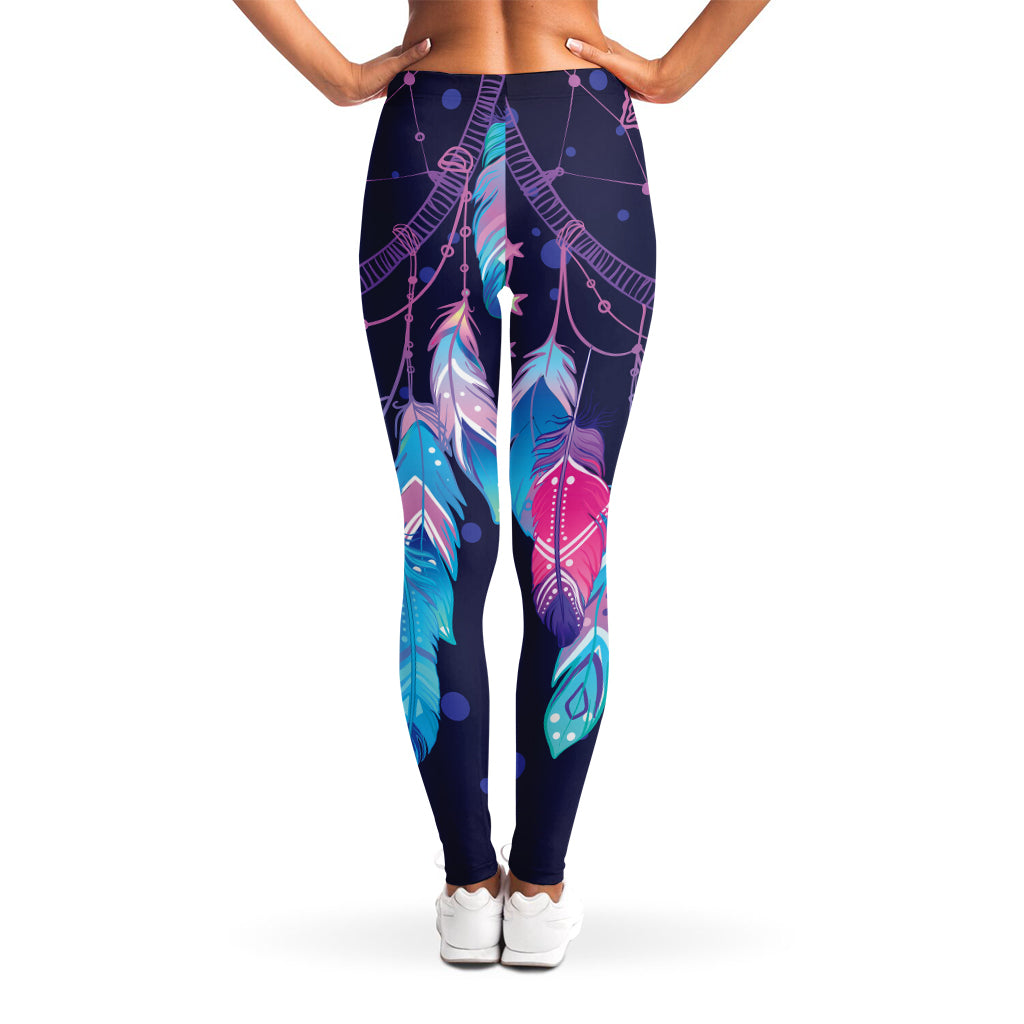 Teal And Purple Dream Catcher Print Women's Leggings