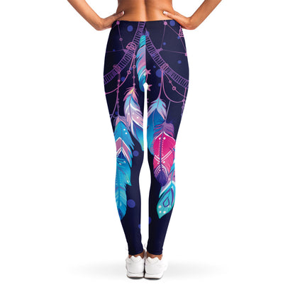 Teal And Purple Dream Catcher Print Women's Leggings