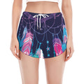 Teal And Purple Dream Catcher Print Women's Split Running Shorts