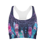 Teal And Purple Dream Catcher Print Women's Sports Bra