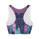 Teal And Purple Dream Catcher Print Women's Sports Bra