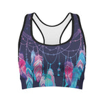 Teal And Purple Dream Catcher Print Women's Sports Bra