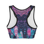 Teal And Purple Dream Catcher Print Women's Sports Bra