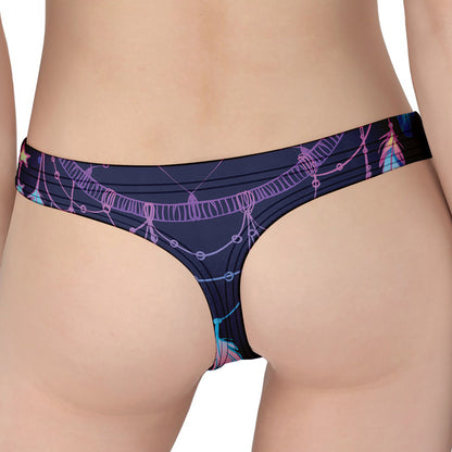 Teal And Purple Dream Catcher Print Women's Thong