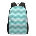 Teal And White Chevron Pattern Print 17 Inch Backpack