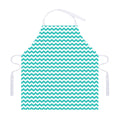 Teal And White Chevron Pattern Print Adjustable Apron