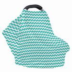 Teal And White Chevron Pattern Print Baby Seat Cover