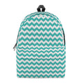 Teal And White Chevron Pattern Print School Backpack