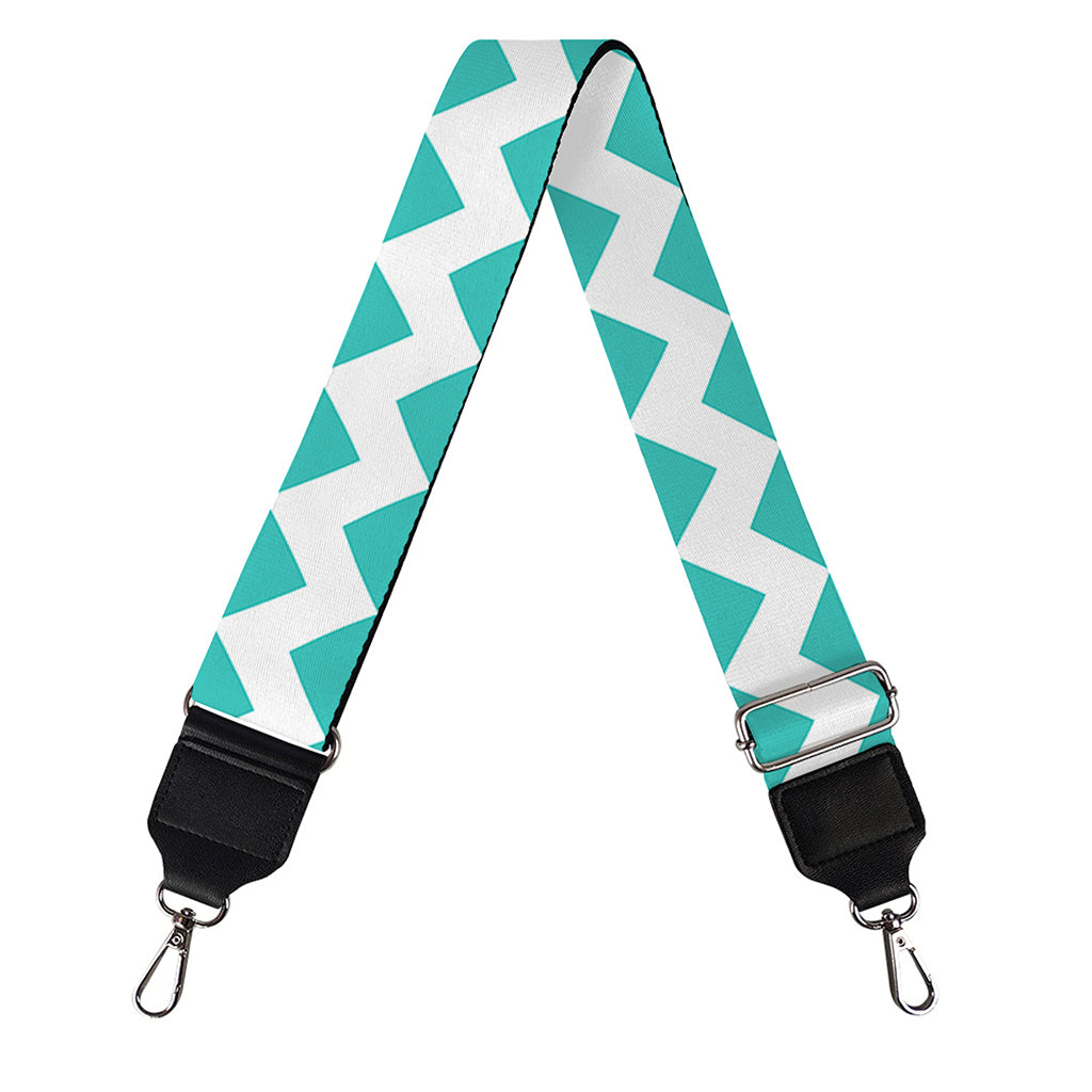 Teal And White Chevron Pattern Print Bag Strap