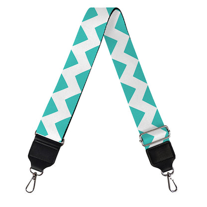 Teal And White Chevron Pattern Print Bag Strap