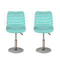 Teal And White Chevron Pattern Print Bar Stool Covers