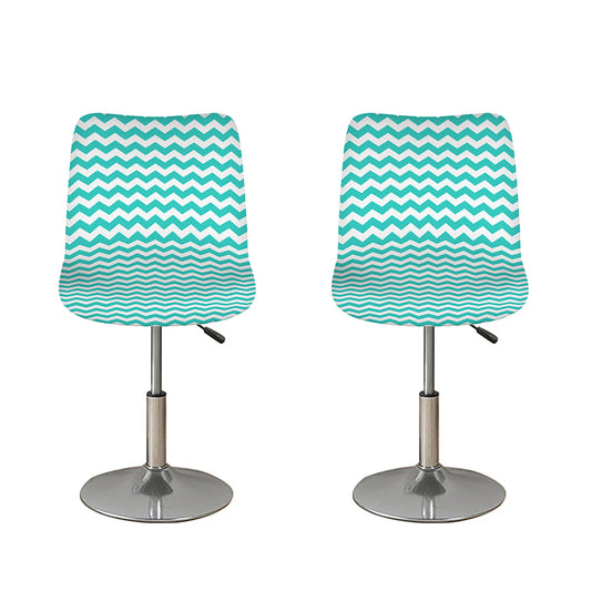 Teal And White Chevron Pattern Print Bar Stool Covers
