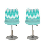 Teal And White Chevron Pattern Print Bar Stool Covers