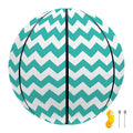 Teal And White Chevron Pattern Print Basketball