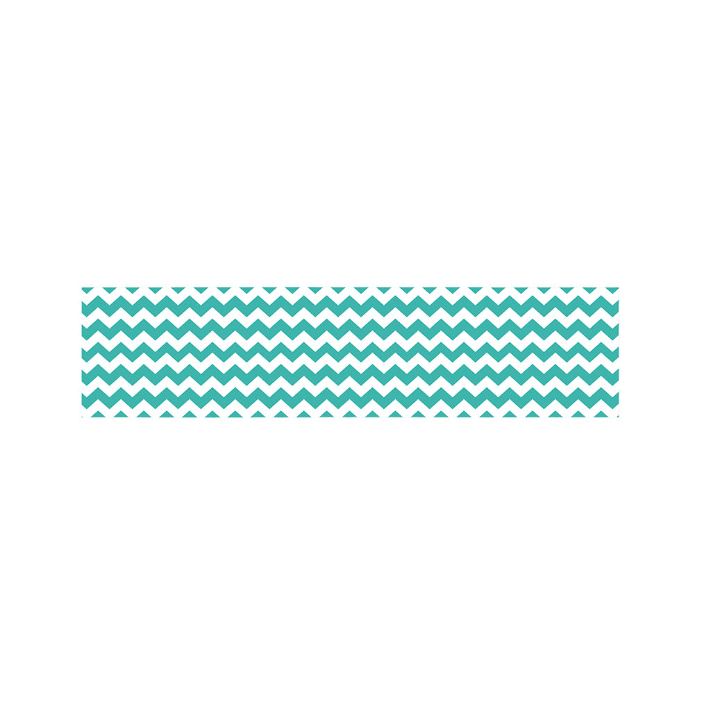Teal And White Chevron Pattern Print Bed Runner