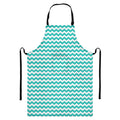 Teal And White Chevron Pattern Print Bib Apron With Pocket