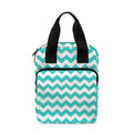 Teal And White Chevron Pattern Print Bible Tote Bag