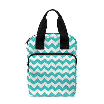 Teal And White Chevron Pattern Print Bible Tote Bag