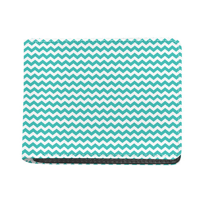 Teal And White Chevron Pattern Print Bifold Wallet