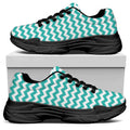 Teal And White Chevron Pattern Print Black Chunky Shoes