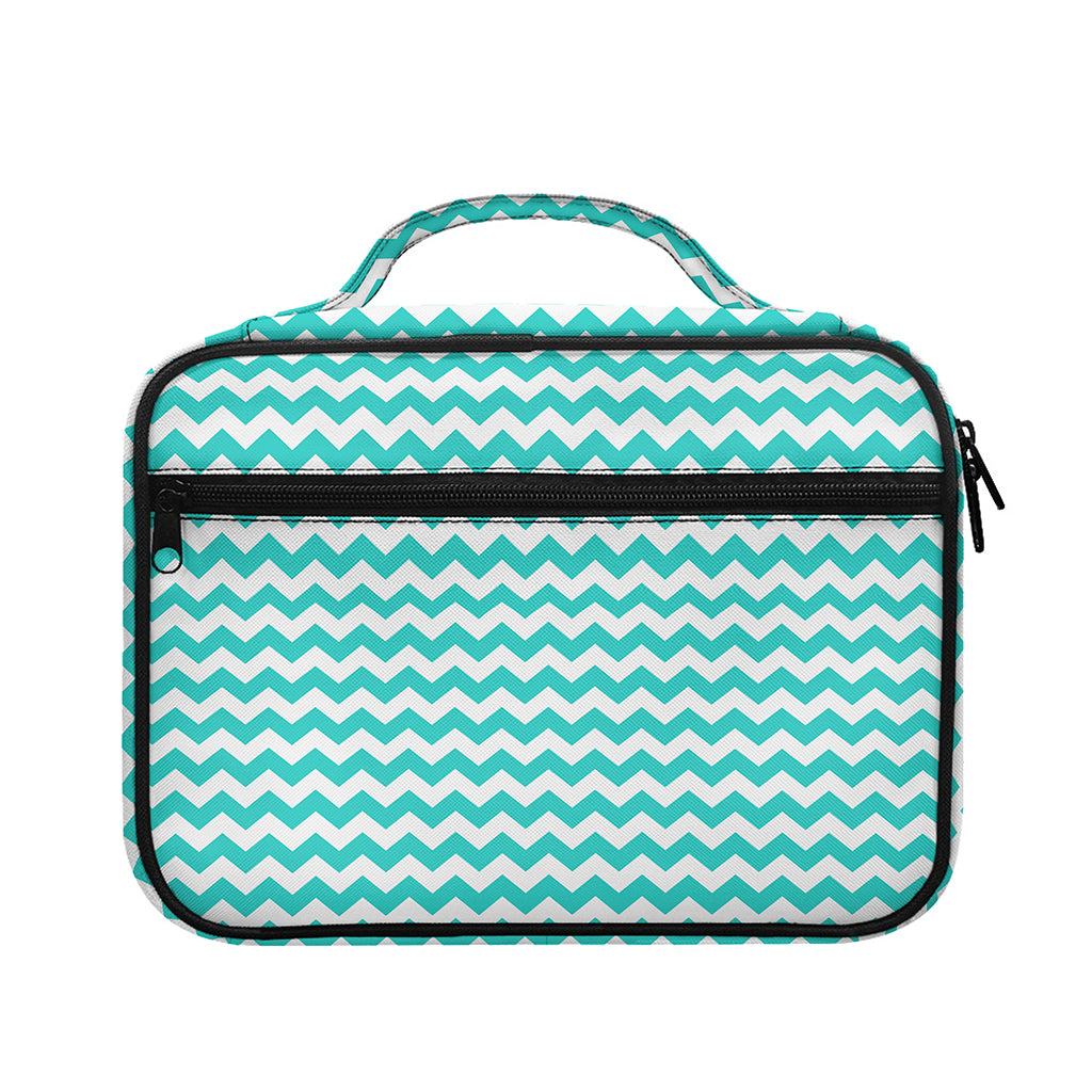 Teal And White Chevron Pattern Print Briefcase Bible Bag