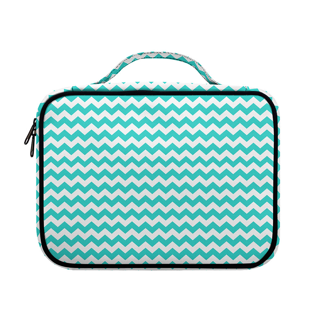 Teal And White Chevron Pattern Print Briefcase Bible Bag