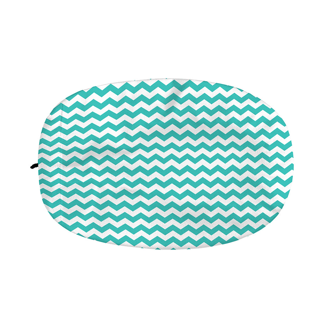 Teal And White Chevron Pattern Print Car Side Mirror Covers