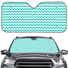 Teal And White Chevron Pattern Print Car Windshield Sun Shade