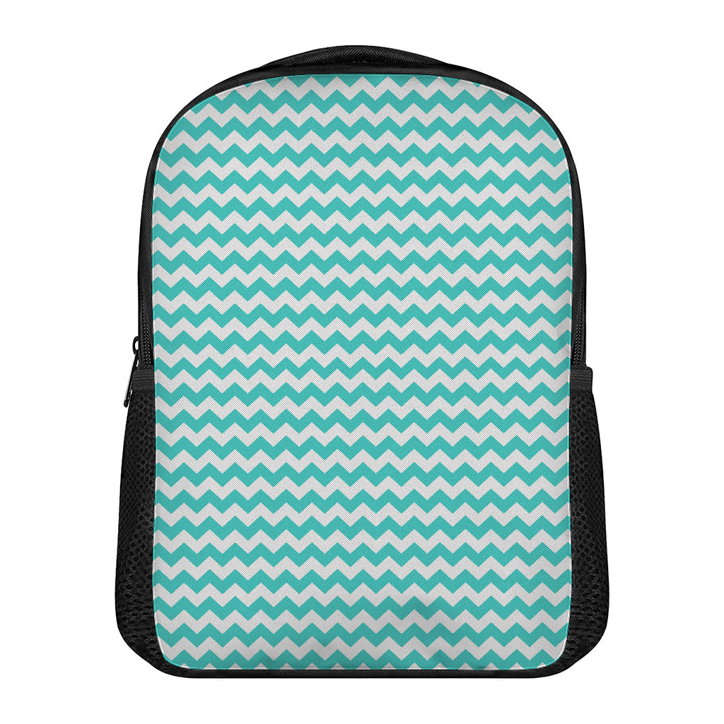 Teal And White Chevron Pattern Print Casual Backpack