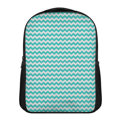 Teal And White Chevron Pattern Print Casual Backpack