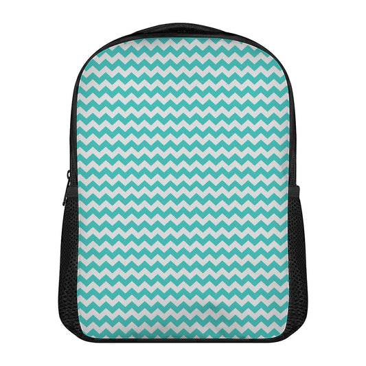 Teal And White Chevron Pattern Print Casual Backpack