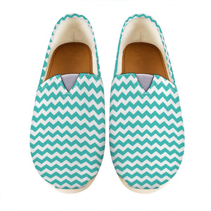 Teal And White Chevron Pattern Print Casual Shoes