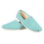 Teal And White Chevron Pattern Print Casual Shoes