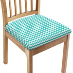Teal And White Chevron Pattern Print Chair Cushion Cover
