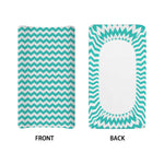 Teal And White Chevron Pattern Print Changing Pad Cover