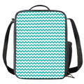 Teal And White Chevron Pattern Print Crossbody Lunch Bag