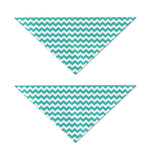 Teal And White Chevron Pattern Print Dog Bandana