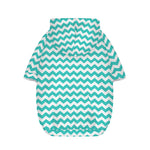 Teal And White Chevron Pattern Print Dog Zip Up Hoodie
