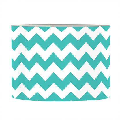 Teal And White Chevron Pattern Print Drum Lamp Shade