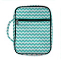 Teal And White Chevron Pattern Print Front Pocket Bible Bag